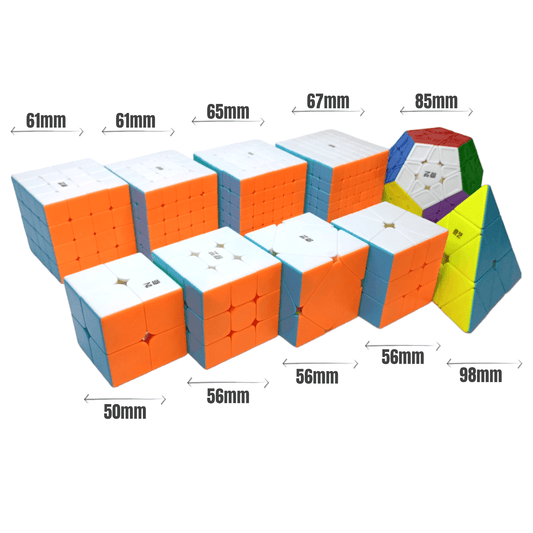 PROD-Paquete Cubos QiYi 2x2 al 7x7 + Sq1 + Pyraminx + Skewb + Megaminx 2