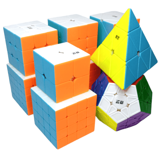 PROD-Paquete Cubos QiYi 2x2 al 7x7 + Sq1 + Pyraminx + Skewb + Megaminx 1