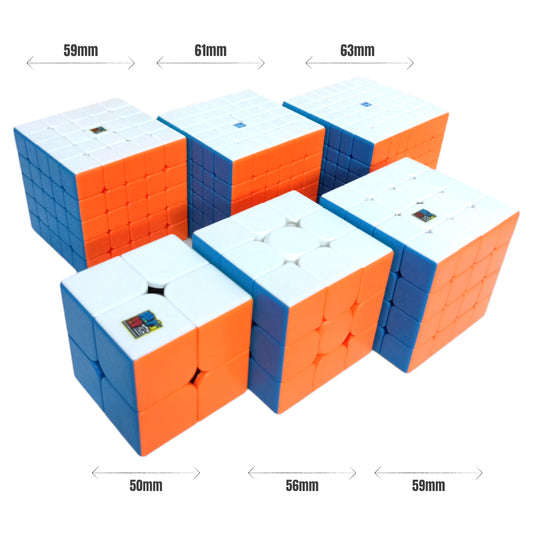 PROD-Paquete Cubos Moyu 2x2 + 3x3 + 4x4 + 5x5 + 6x6 + 7x7 + bases + lubricante 2