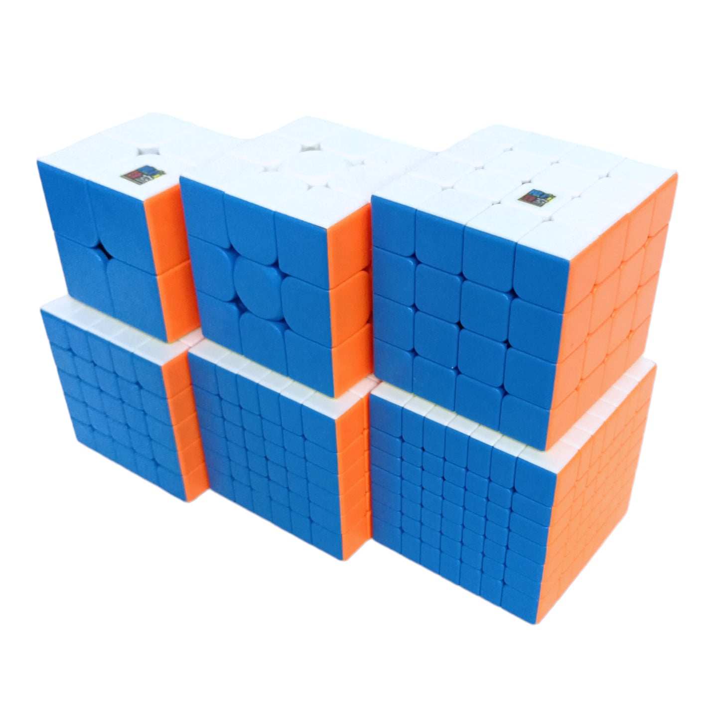 PROD-Paquete Cubos Moyu 2x2 + 3x3 + 4x4 + 5x5 + 6x6 + 7x7 + bases + lubricante 4