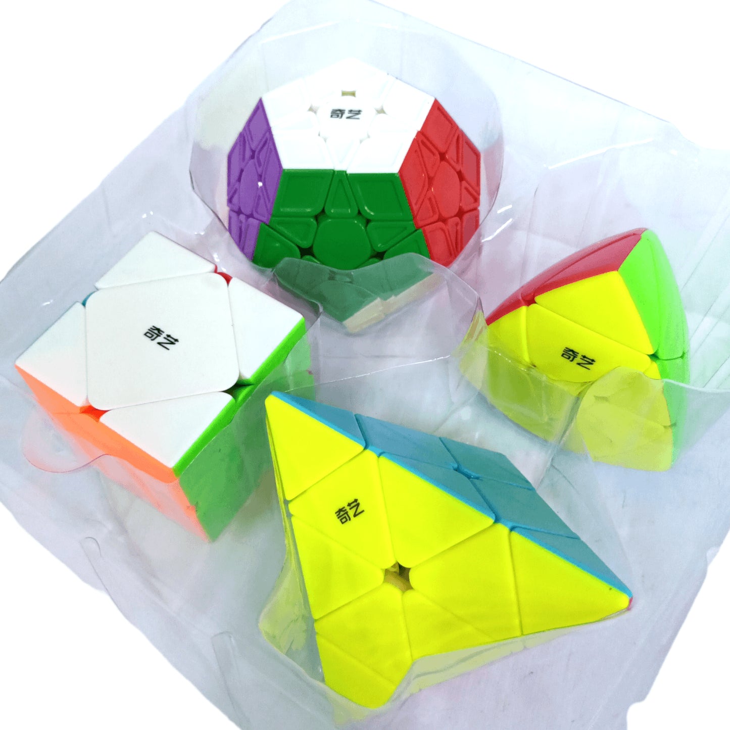 PROD-Qiyi Paquete 4 cubos Mega+Pyra+Master+Skewb Colored 4