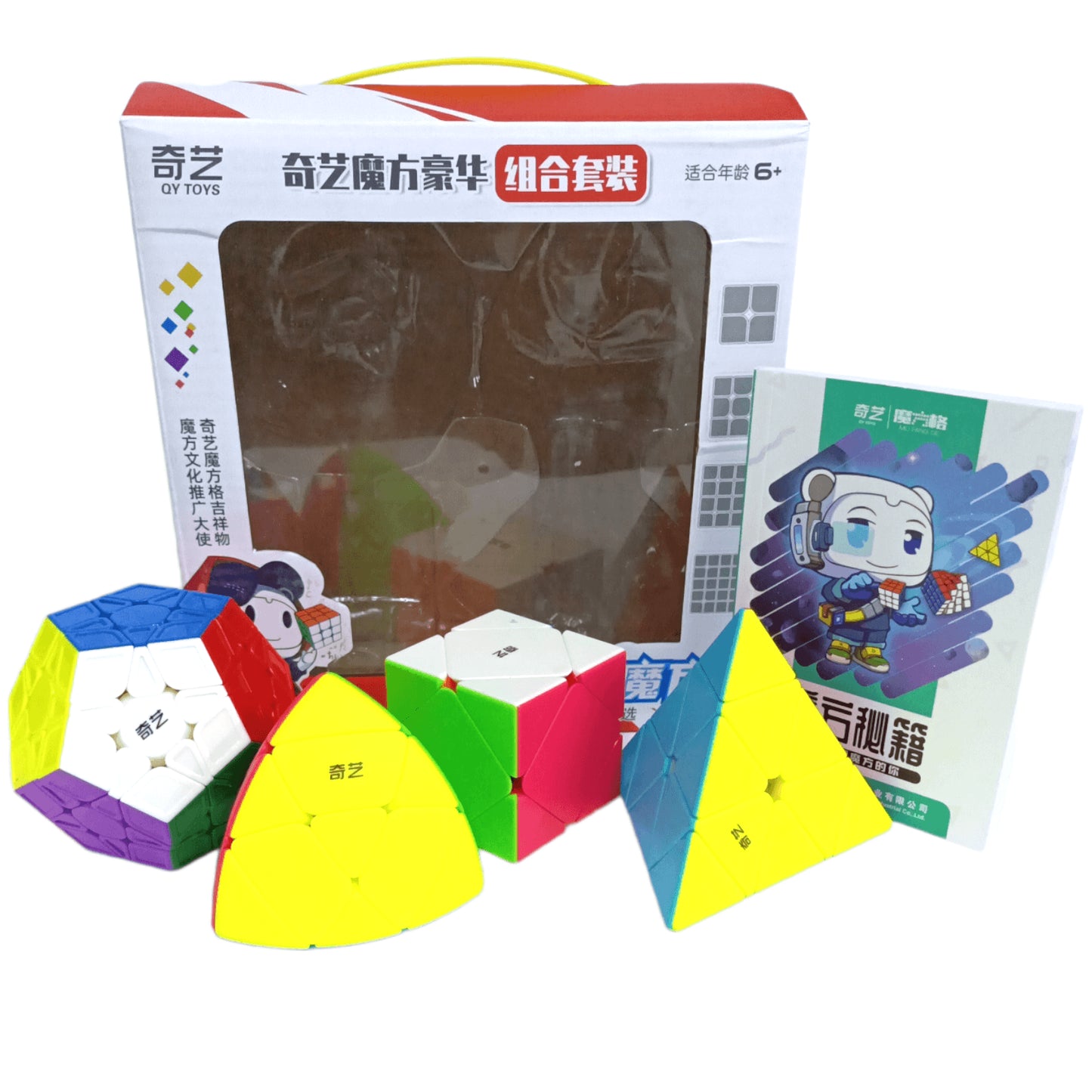 PROD-Qiyi Paquete 4 cubos Mega+Pyra+Master+Skewb Colored 5