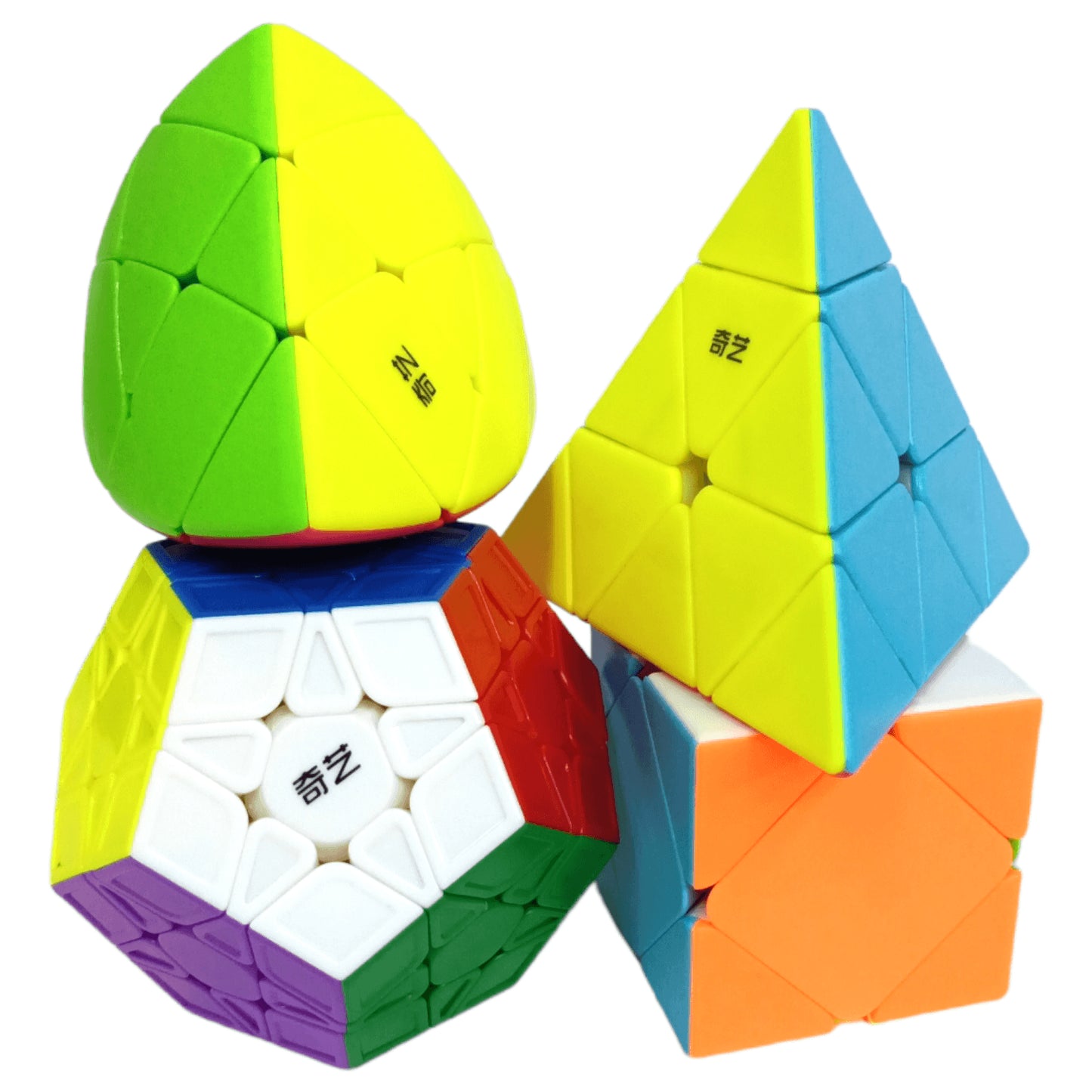 PROD-Qiyi Paquete 4 cubos Mega+Pyra+Master+Skewb Colored 7