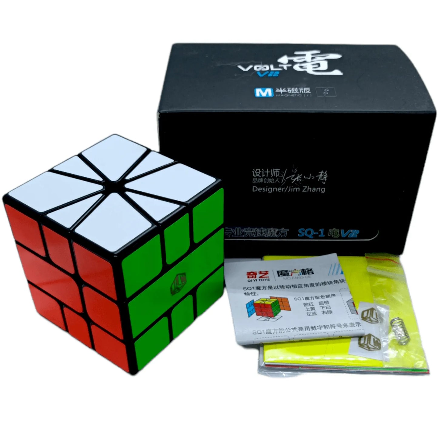 Qiyi Square 1 XMAN Volt V2 Magnetico Semi Colored Negro