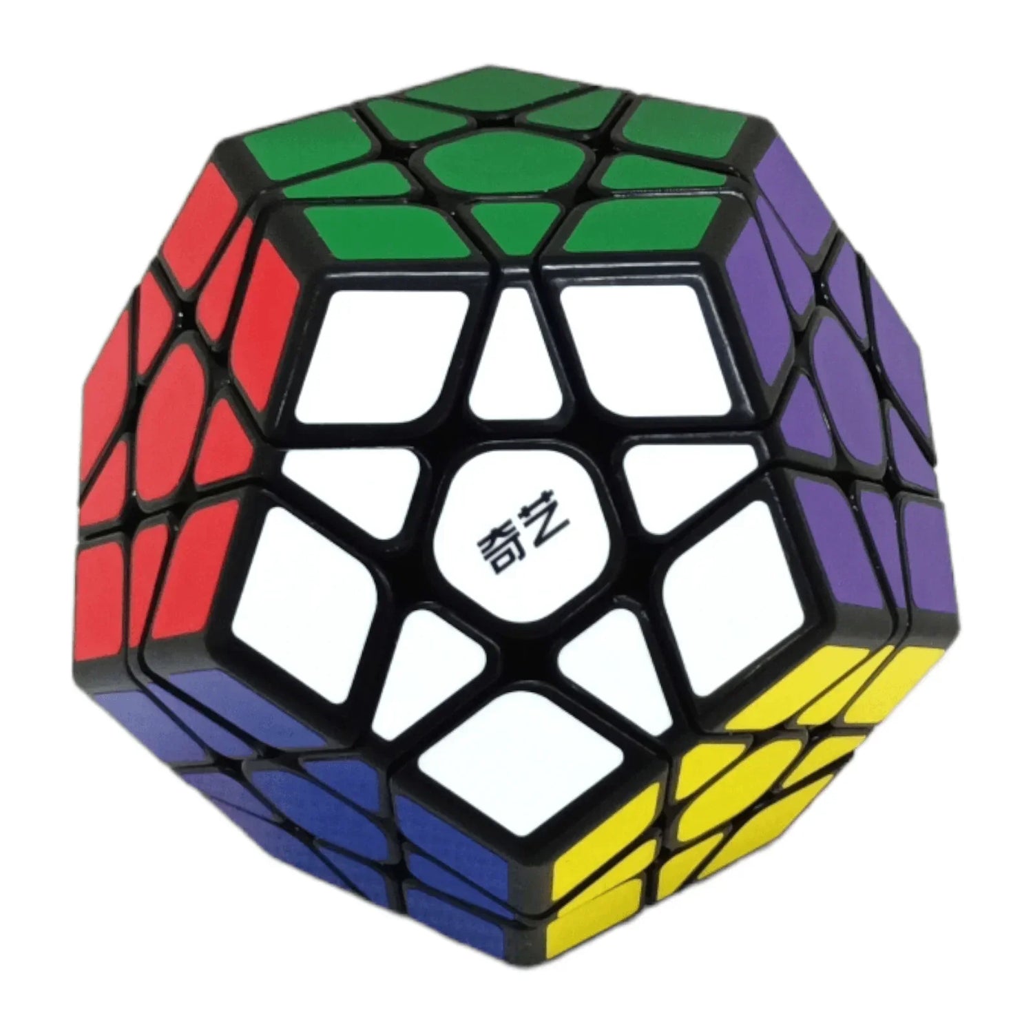 Qiyi Qiheng Megaminx Negro cubo rompecabezas colorido multicolor sobre fondo blanco
