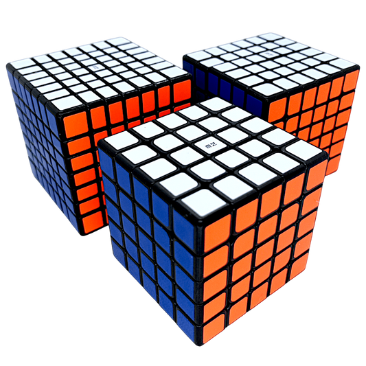 Paquete QiYi 5x5 + 6x6 y 7x7 Negro + Bases + Lubricante