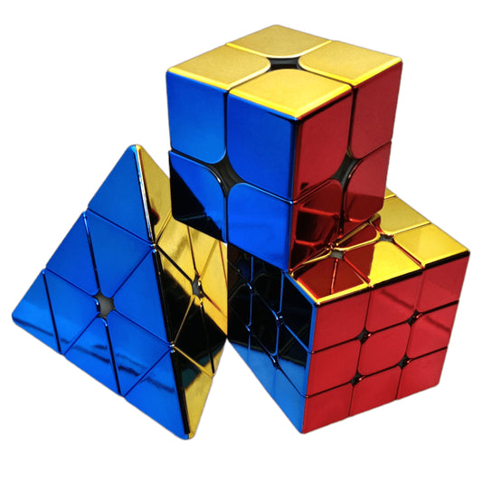 Paquete Cubos Sengso 2x2, 3x3 y Pyra Metalico