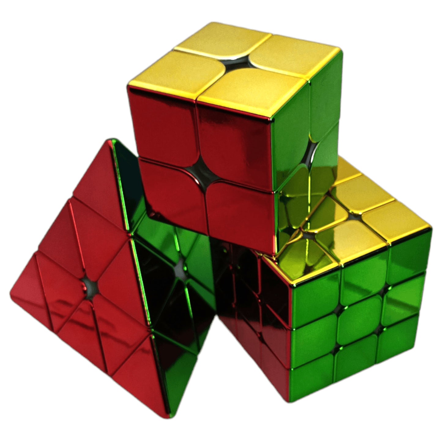 Paquete Cubos Sengso 2x2, 3x3 y Pyra Metalico