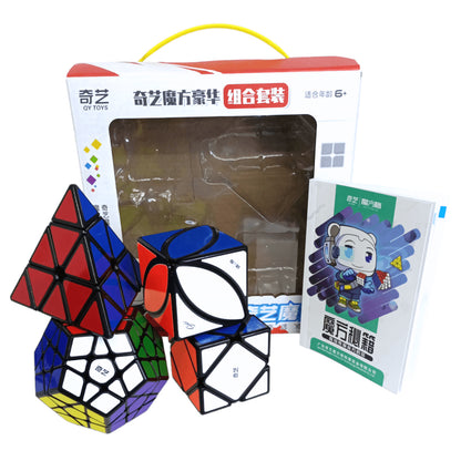 Qiyi Paquete 4 Cubos Mega+Pyra+Skewb+Ivy Negro