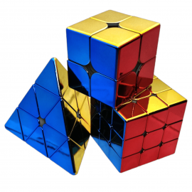 Paquete Cubos Sengso 2x2, 3x3 y Pyra Metalico