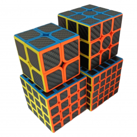 Cubo Rubik Paquete Cobra 2x2, 3x3, 4x4 y 5x5 Fibra de Carbono 