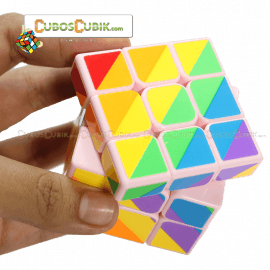 Cubo Rubik YJ Rainbow Inequilateral Base Rosa